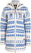 Gebreid Wollen Dames Vest van Schapenwol met Katoenen Voering en afneembare capuchon - SHAKALOHA - W Eivissa ZH WhiteBlue 3XL