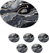 Onderzetters voor glazen - Steen design - Marmer print - Rond - Goud - Glasonderzetters - 10x10 cm - 6 stuks