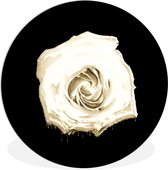 WallCircle - Wall Circle - Wall Circle Indoor - Rose - Fleurs - Wit - Zwart - 90x90 cm - Décoration murale - Peintures Ronds