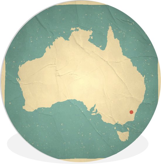 illustration d'une carte de l'Australie et de Canberra Assiette en plastique cercle mural ⌀ 60 cm - impression photo sur cercle mural / cercle vivant (décoration murale)