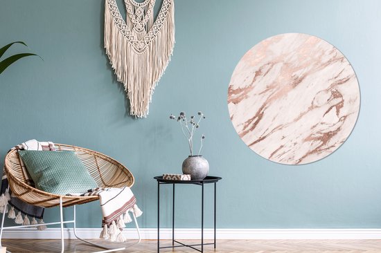 Cercle mural - Plastique - Marbre - Wit - Rose - ⌀ 90 cm