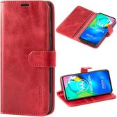 Étui portefeuille à rabat en cuir - Étui pour téléphone - Housse pour téléphone - Convient pour Motorola Moto G8 Power - Rouge Vin