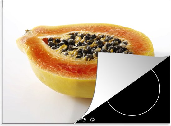 KitchenYeah® Inductie beschermer 71x52 cm - Gele papaja doormidden met de kleine zaadjes in de kern - Kookplaataccessoires - Afdekplaat voor kookplaat - Inductiebeschermer - Inductiemat - Inductieplaat mat