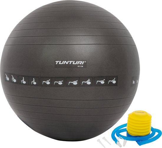 Tunturi Fitnessbal - Gymball - Swiss ball - 65 cm - Anti burst - Incl. pomp -...