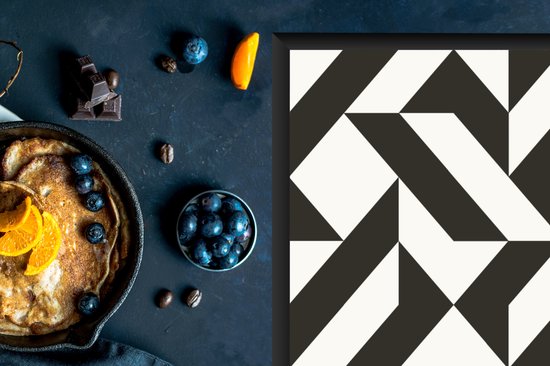 KitchenYeah® Inductie beschermer 83x51.5 cm - Zwart - Wit - Geometrische vormen - Patronen - Kookplaataccessoires - Afdekplaat voor kookplaat - Inductiebeschermer - Inductiemat - Inductieplaat mat
