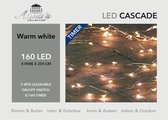 Lichtdraad cascade lichtsnoer met 8 lichtdraden van 200 cm - 160 warm witte LEDS - Kerstverlichting