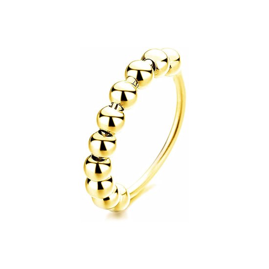 Anxiety Ring - Stress Ring - Fidget Ring - Anxiety Ring For Finger - Draaibare Ring Dames - Spinning Ring - Spinner Ring - Zilver 925 Gold Plated - (18.50 mm / maat 58)
