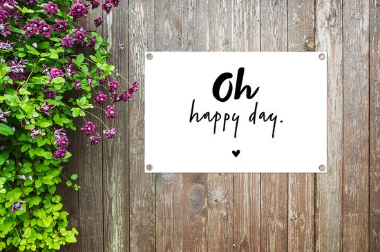 Affiche de jardin - Été - Citations - Oh happy day - Dictons - Jardin - 90x60 cm - Décoration murale - Toile de jardin - Texte d'affiche de jardin