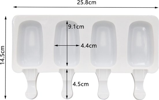3 Pcs Grand Moule À Crème Glacée 4 Cavités Popsicle Moule Silicone