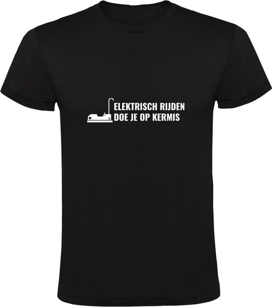 Foto: Elektrisch rijden doe je op de kermis heren t shirt diesel benzine race gas tuning auto car shirt