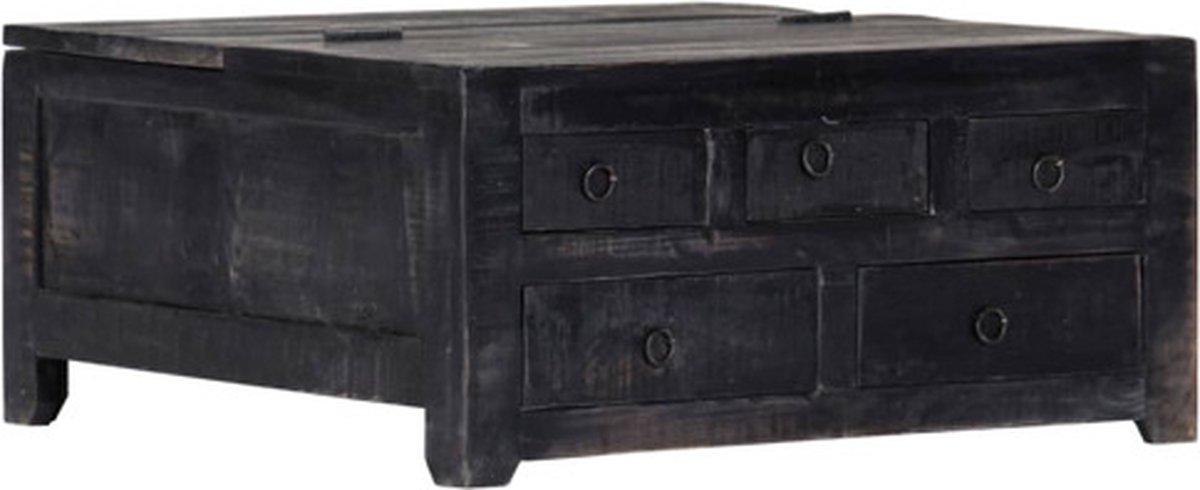 vidaXL Salontafel - 65x65x30 - cm - massief - mangohout - zwart
