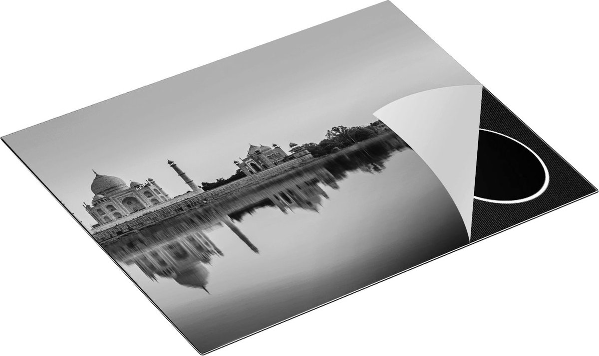 Chefcare Inductie Beschermer Taj Mahal bij Zonsondergang - Zwart Wit - 65x55 cm - Afdekplaat Inductie - Kookplaat Beschermer - Inductie Mat