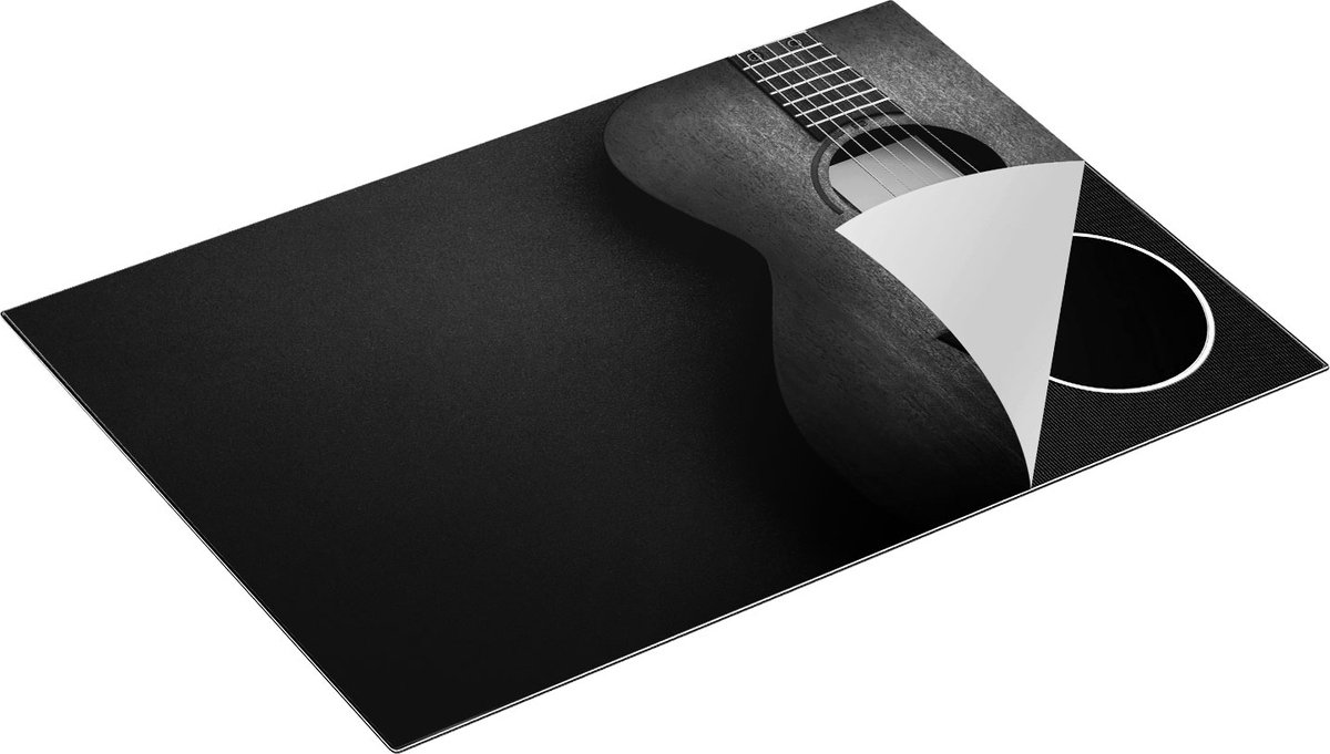 Chefcare Inductie Beschermer Gitaar - Zwart Wit - 75x52 cm - Afdekplaat Inductie - Kookplaat Beschermer - Inductie Mat