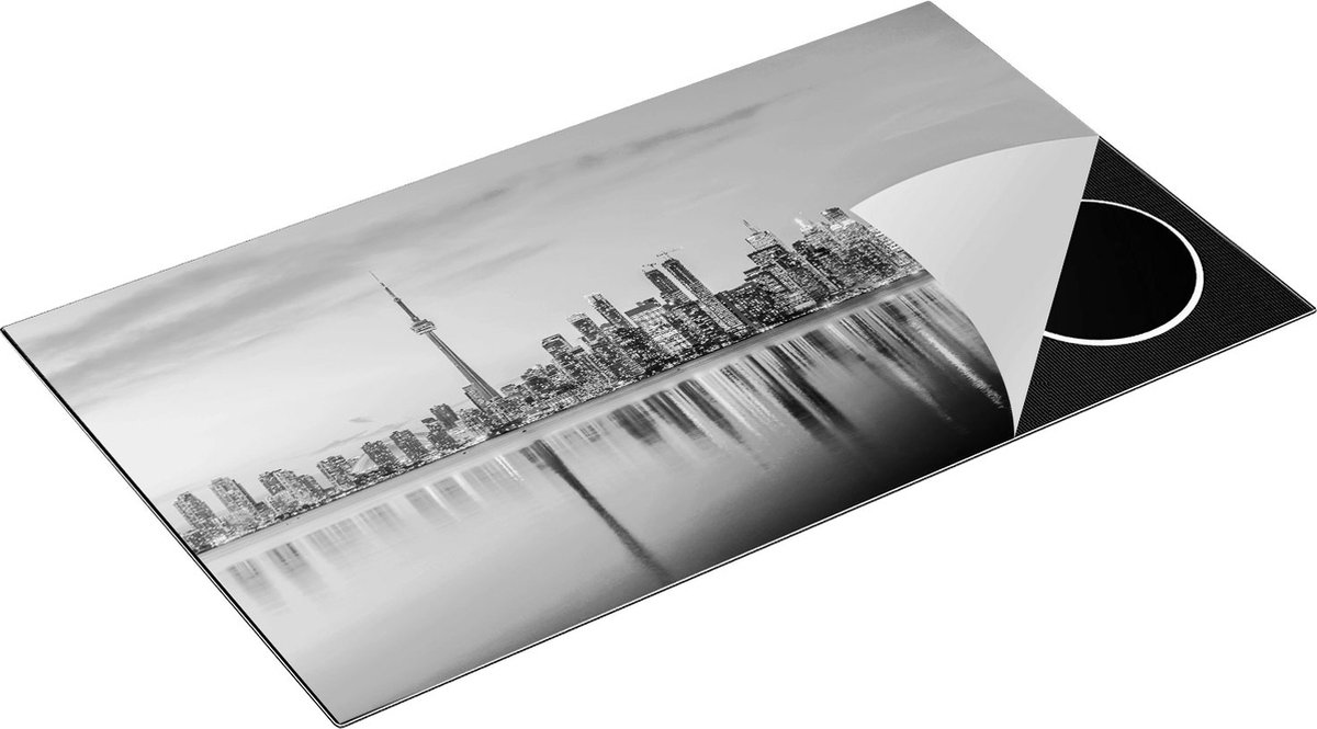 Chefcare Inductie Beschermer Toronto Skyline in Canada - Zwart Wit - 90x52 cm - Afdekplaat Inductie - Kookplaat Beschermer - Inductie Mat