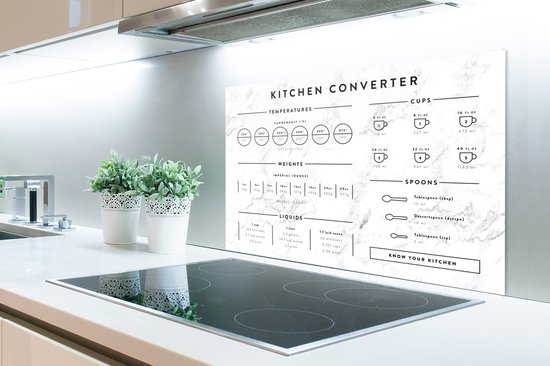 Spatscherm keuken 90x60 cm - Kookplaat achterwand Keuken - Handleiding - Marmer print - Muurbeschermer - Spatwand fornuis - Hoogwaardig aluminium