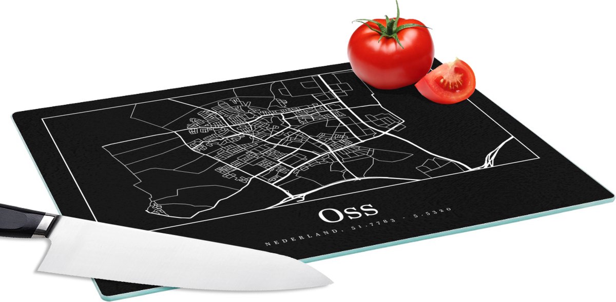Glazen Snijplank - 39x28 - Oss - Plattegrond - Stadskaart - Kaart - Snijplanken Glas