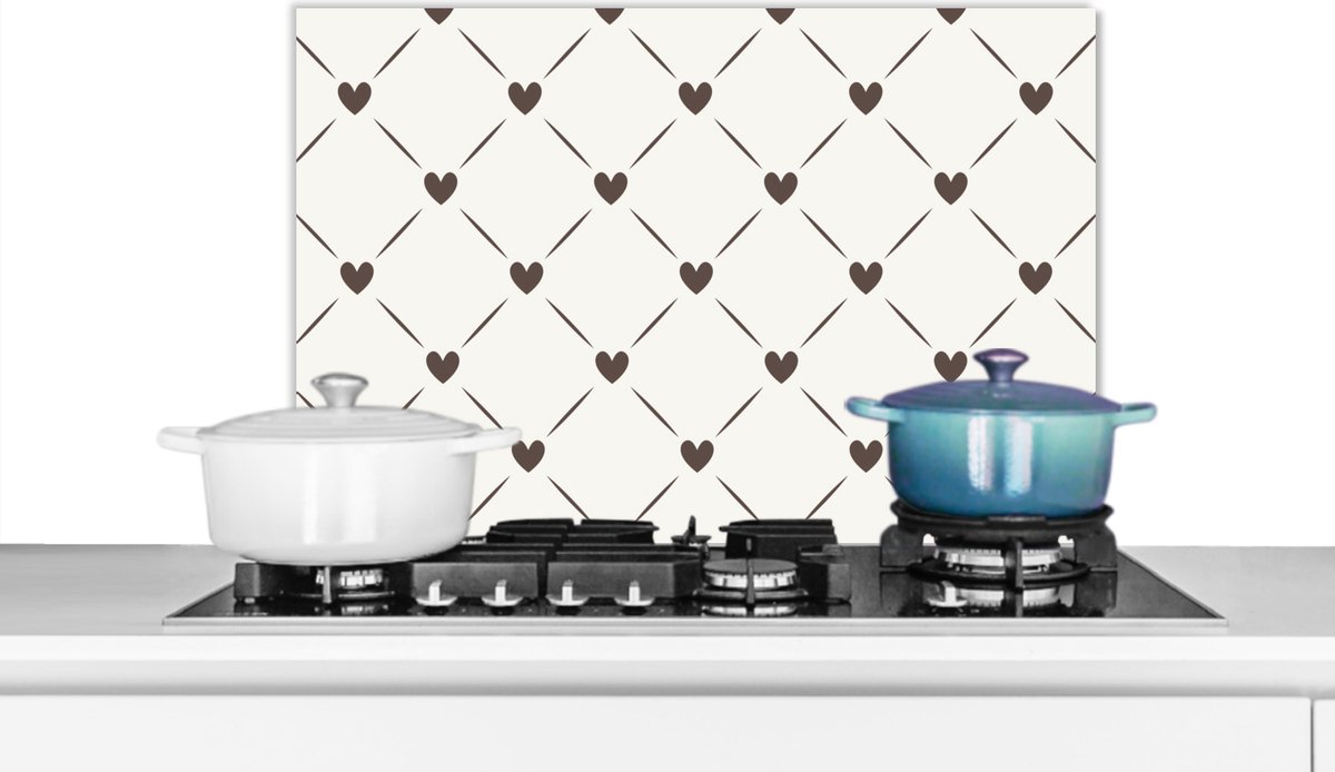 Spatscherm -Keuken achterwand - Patronen - Geometrie - Hart - Keuken - 60x40 cm - Spatwand