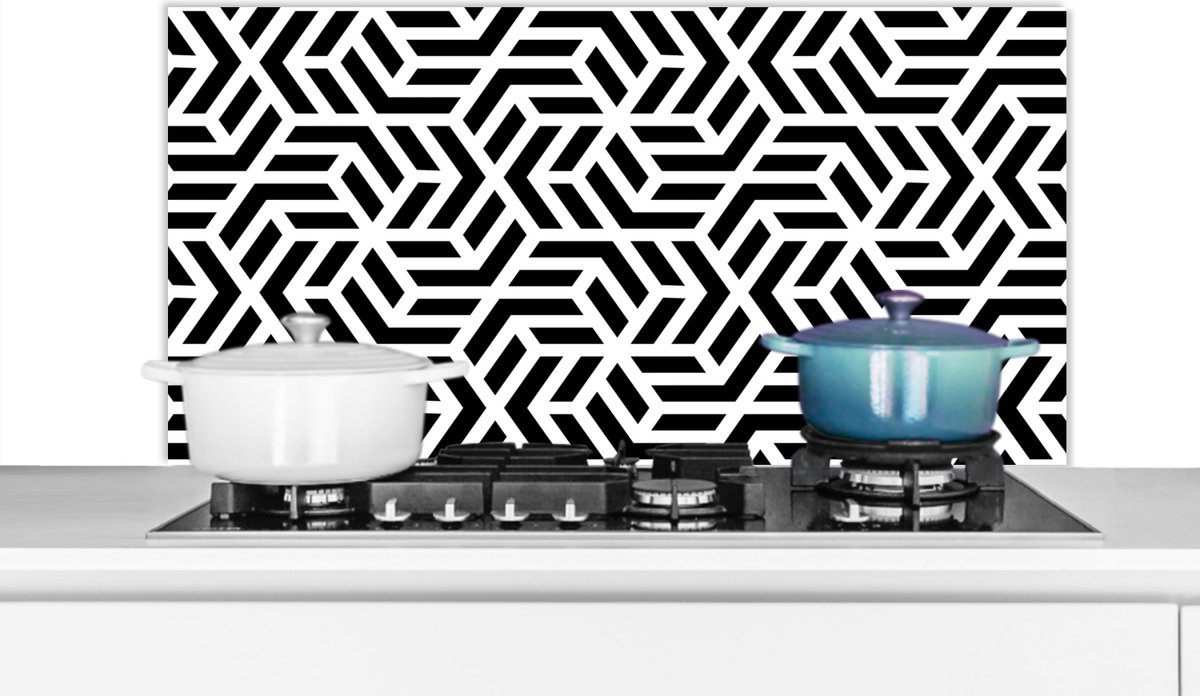Spatscherm - Achterwand keuken - Patronen - Zwart - Wit - Design - Keuken - 100x50 cm