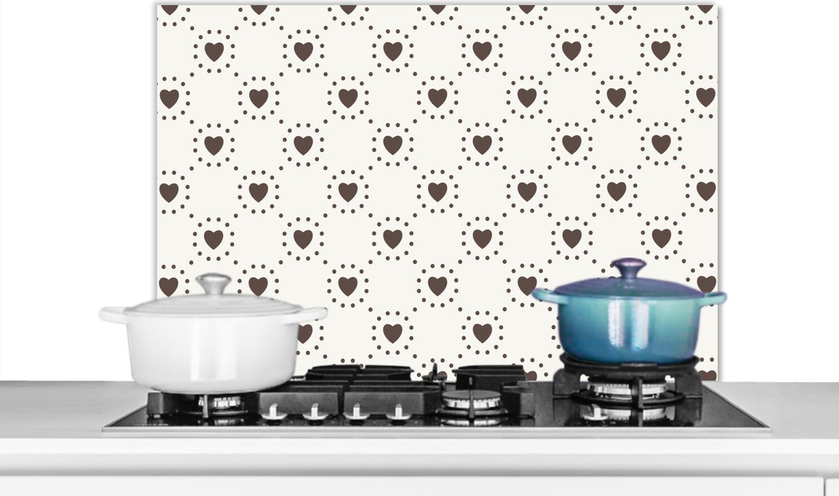 Spatscherm - Design - Patronen - Hart - Stippen - Spatwand - 80x55 cm - Achterwand keuken