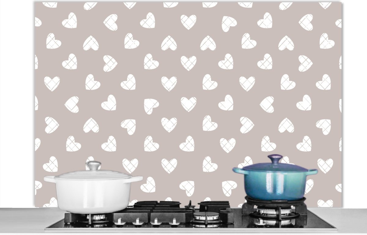 Spatwand - Patronen - Figuren - Hart - Design - Keuken - 120x80 cm - Spatscherm