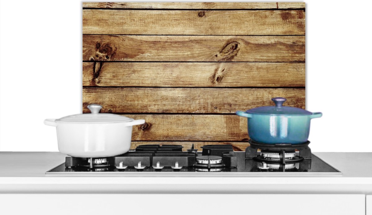 KitchenYeah - Spatscherm keuken - Spatbord - Plank - Hout - Patroon - Structuur - Spatwand - 60x40 cm