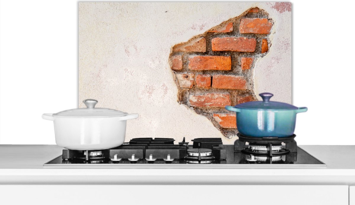Spatscherm - Bakstenen - Muur - Gips - Spatwand - Bruin - 60x40 cm