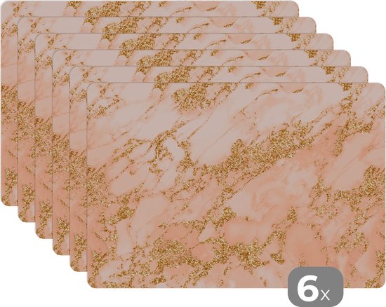 Placemats - 6 stuks - 45x30 cm - Krokodil - Wit - Patronen