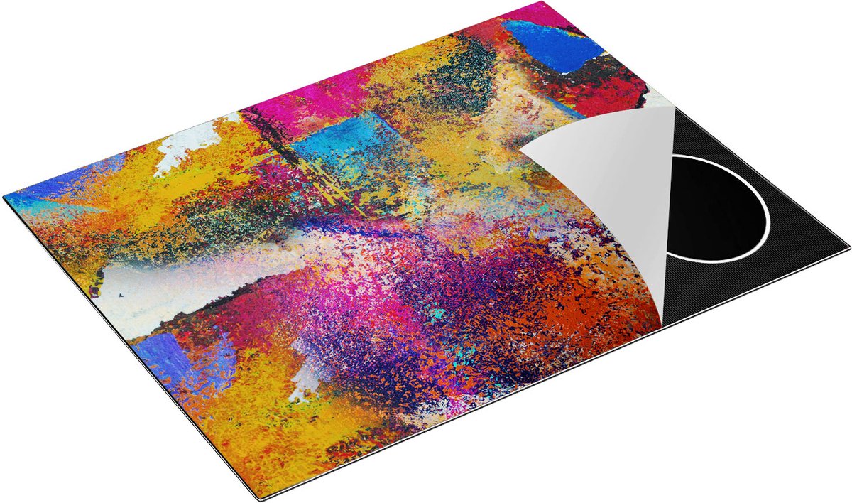 Chefcare Inductie Beschermer Abstracte Kunst - Verschillende Kleuren in Acryl - 77x59 cm - Afdekplaat Inductie - Kookplaat Beschermer - Inductie Mat