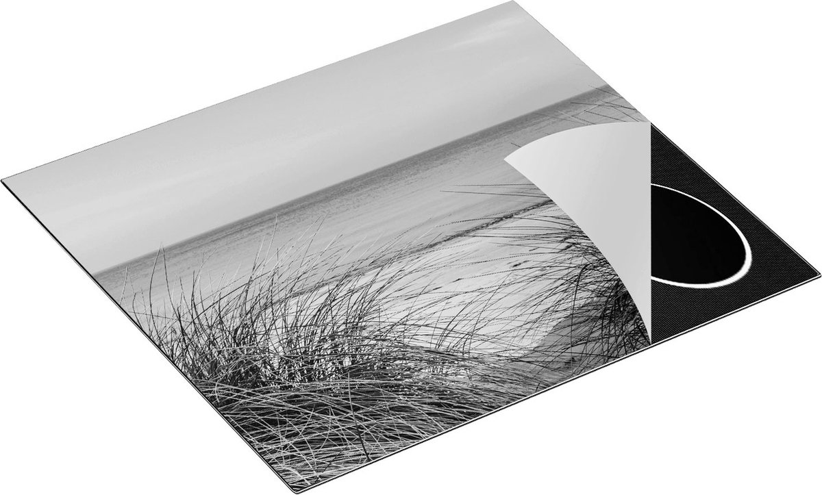 Chefcare Inductie Beschermer Strand en Zee vanuit de Duinen - Zwart Wit - 58,3x51,3 cm - Afdekplaat Inductie - Kookplaat Beschermer - Inductie Mat