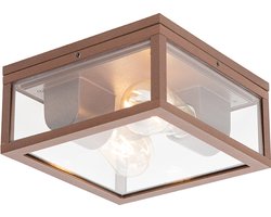 QAZQA charlois – Design Plafondlamp voor buiten – 2 lichts – L 24 cm – Roestbruin – Industrieel – Buitenverlichting