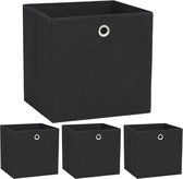Bol.com vidaXL - Opbergboxen - 4 - st - 32x32x32 - cm - nonwoven - stof - zwart aanbieding