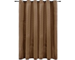 vidaXL - Gordijn - verduisterend - met - ringen - 290x245 - cm - fluweel - beige