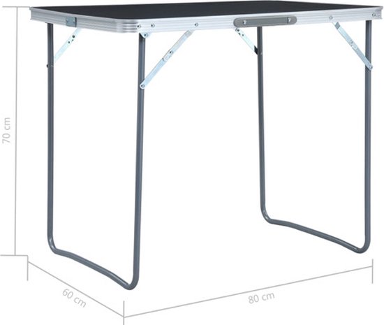 vidaXL - Campingtafel - inklapbaar - met - metalen - frame - 80x60 - cm - grijs van Merkloos — afbeelding 5