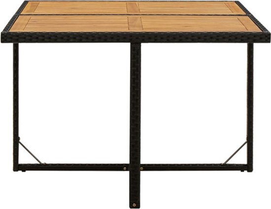 vidaXL - Tuintafel - 109x107x74 - cm - poly - rattan - en - massief - acaciahout - zwart