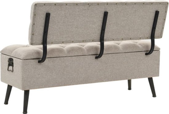 vidaXL Banc de rangement avec dossier 110 cm Tissu Crème - Banc de rangement - Bancs de rangement - Banc de rangement - Bancs de rangement