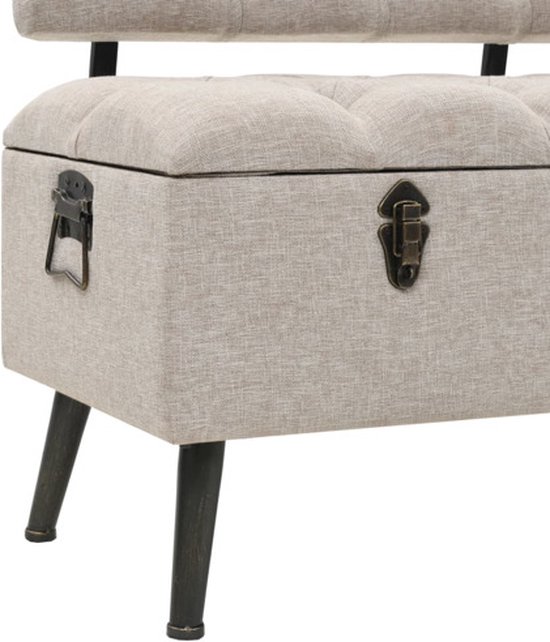 vidaXL Banc de rangement avec dossier 110 cm Tissu Crème - Banc de rangement - Bancs de rangement - Banc de rangement - Bancs de rangement