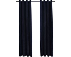 vidaXL - Gordijn - verduisterend - met - ringen - 2 - st - 140x225 - cm - fluweel - zwart
