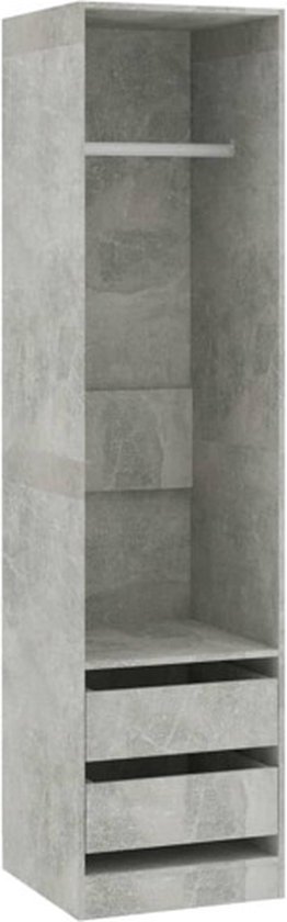 vidaXL - Kledingkast - met - lades - 50x50x200 - cm - bewerkt - hout - betongrijs