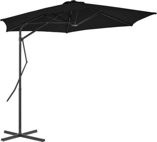 vidaXL - Parasol - met - stalen - paal - 300x230 - cm - zwart