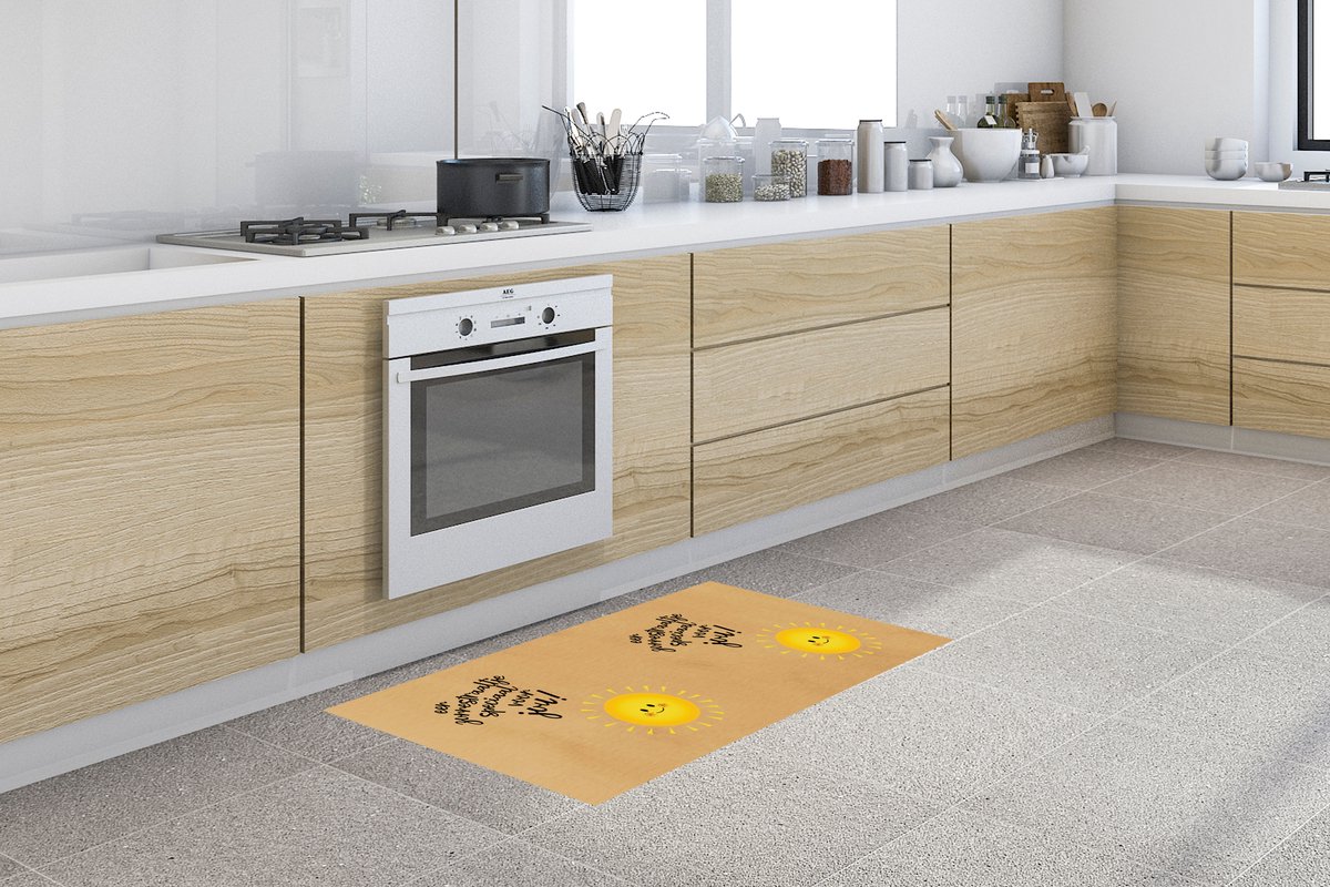 KitchenYeah Keukenloper - Loper keuken - Get well soon - Quotes - Bruin - Zon - 120x50 cm - Keukenloper vinyl Multicolor