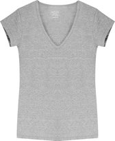 Claesen's® - Dames V-Neck T-Shirt SS - Grijs Melee - 95% Katoen - 5% Lycra