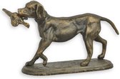 Gietijzeren beeld - Hond met fazant in bek - Dieren sculptuur - 13,5 cm hoog