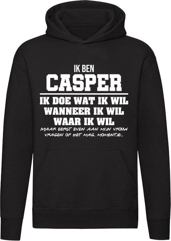 Casper | verjaardagkado | verjaardag kado | cadeau | grappig | jarig | Unisex | Trui | Sweater | Hoodie | Capuchon | Zwart