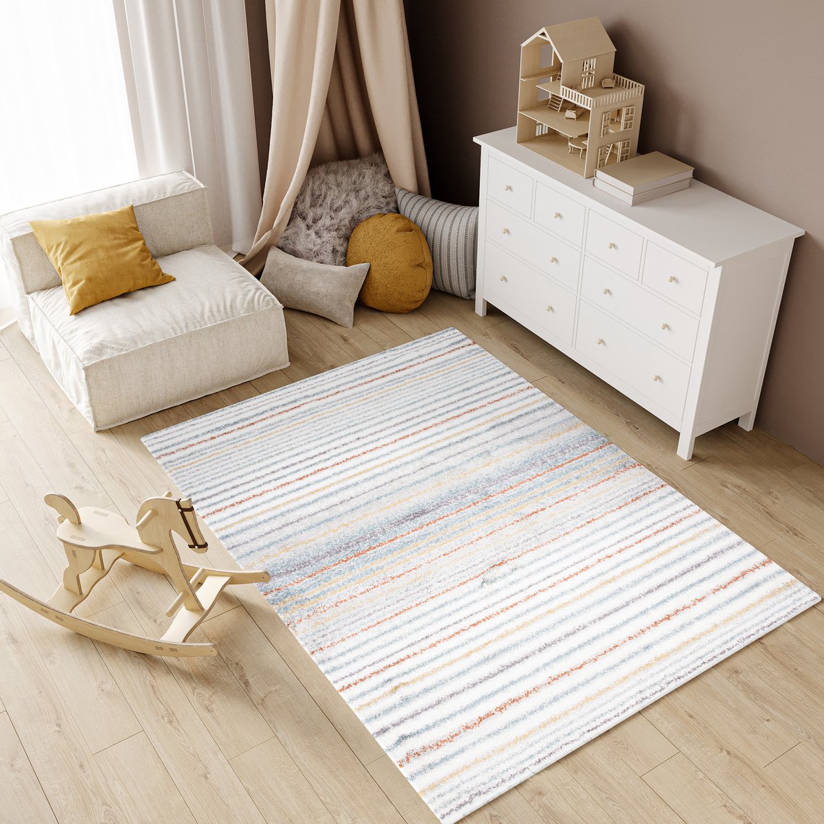Tapiso Modena Vloerkleed Hoogpolig Fluffy Shaggy Modern Tapijt Maat- 140x200