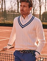 Steppin' Out Mannen Trui Steppin' Out Lente/Zomer 2022 Trui Cricket Sweater Mannen - Regular Fit - Katoen - Wit (L) Wit Katoen Maat: L