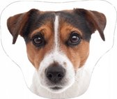kussen 3D hond 37 x 45 x 14 cm katoen bruin/wit