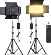 Manzibo Tripod Lamp - Lamp met Statief  - Fotografie Lampen - LED - Met afstandsbediening  - Professioneel - Inclusief Standaard - Zwart  - Video