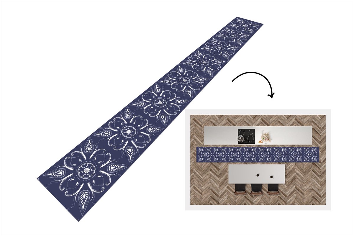 Keukenloper - Keukenmat - Design - Mandala - Bohemian - 480x60 cm - Keuken vloerkleed