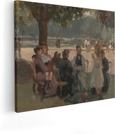 Artaza Canvas Schilderij In het Bois de Boulogne bij Parijs - Isaac Israels - 50x40 - Poster Foto op Canvas - Canvas Print