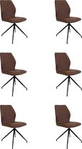 Industriële eetkamerstoel Grayson bruin Microvezel - eetkamerstoelen set van 6